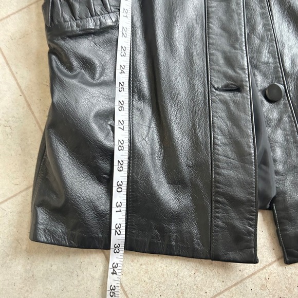 Vintage Pelle Leather Jacket Black Button Front Classic Style - Men's Small - Picture 9 of 9